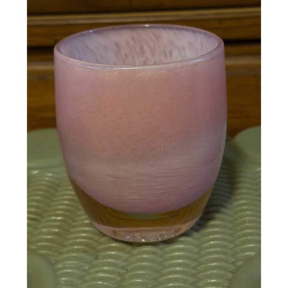 glassybaby Fabulous Pink HandBlown Glass Votive Candle Holder Retired Triskelion